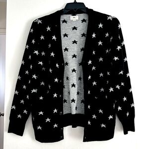 Obey Unisex (Men or Women) Chunky Cardigan Black with Gray Stars Size Small
